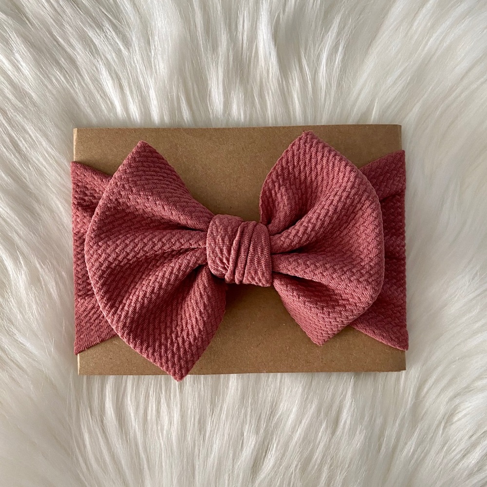 Mauve Pink Head Wrap Classic Bow